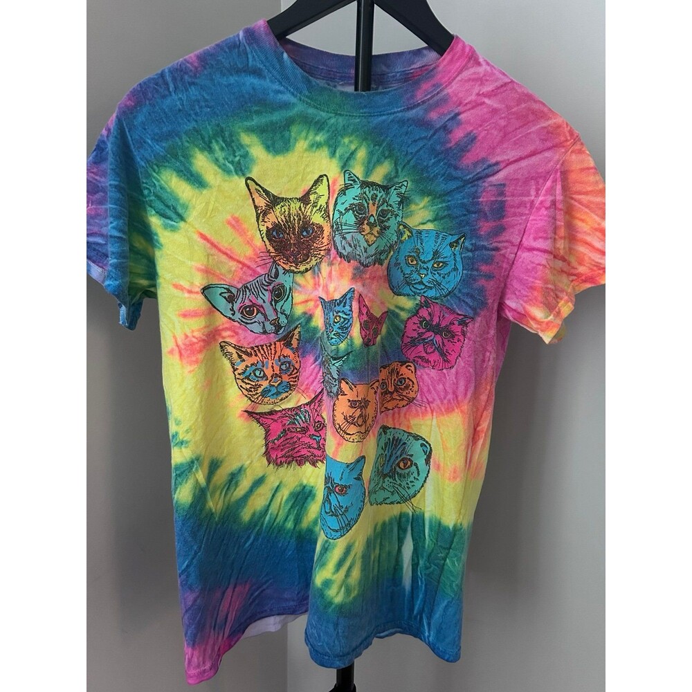 Spencer’s Colorful Cat Faces Tie Dye Graphic Tee - Size Small